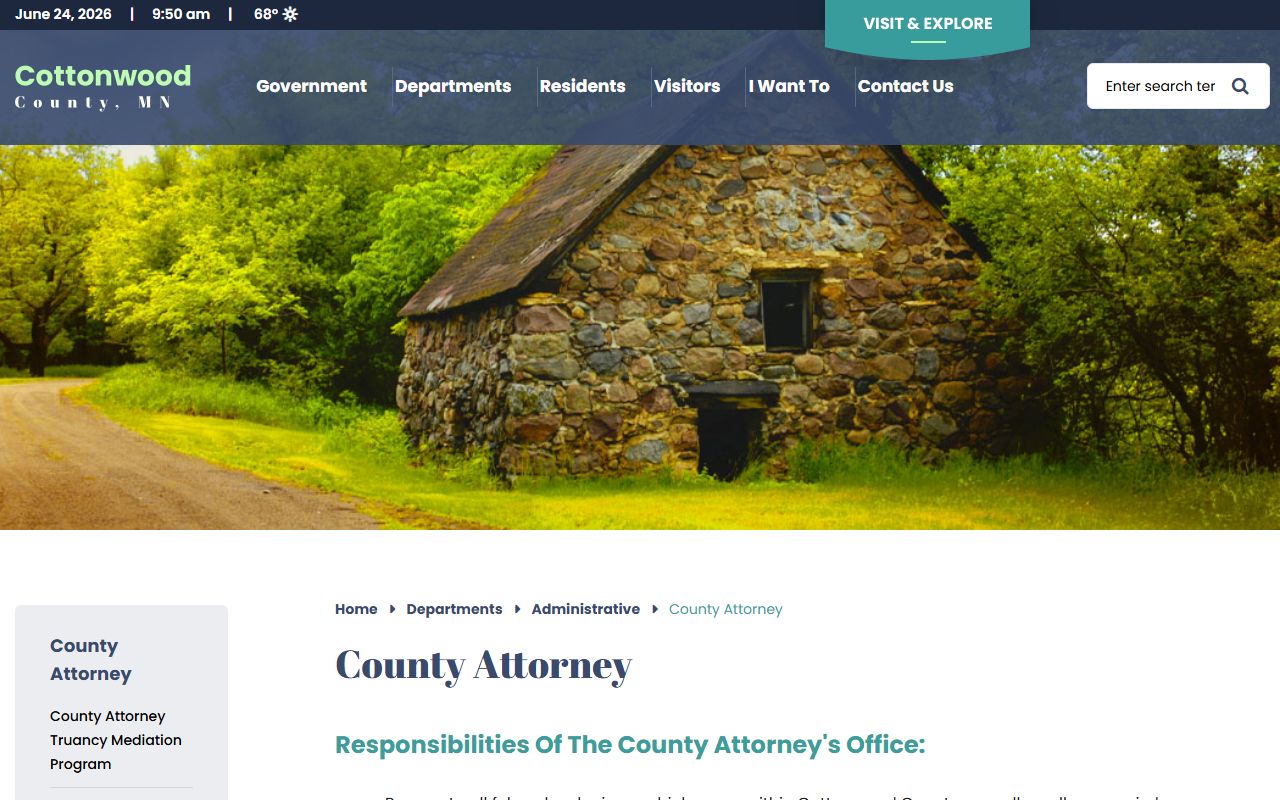 Cottonwood County criminal court records County Attorney office