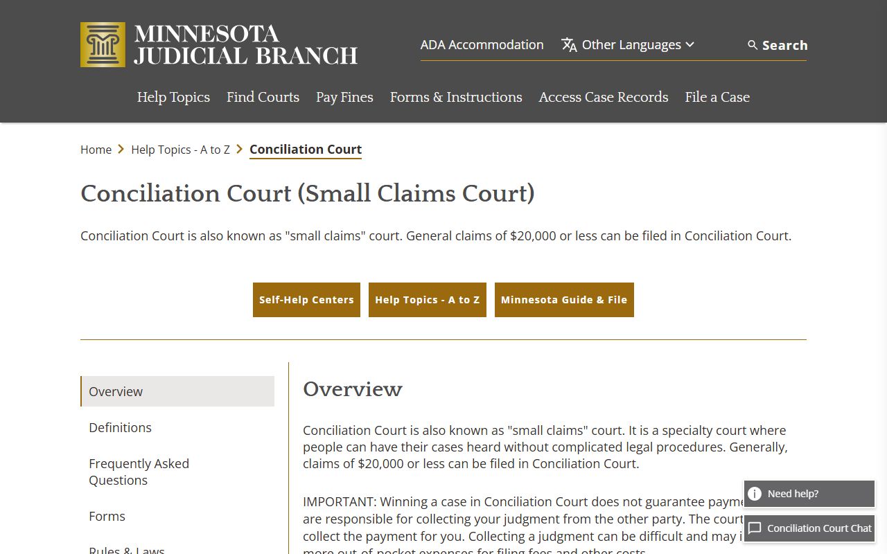 Cottonwood County District Court conciliation court records
