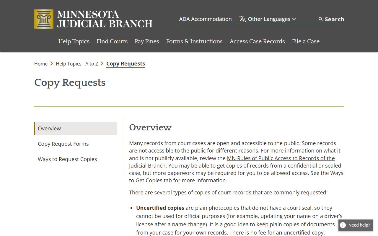 Cottonwood County court records copy request guidance