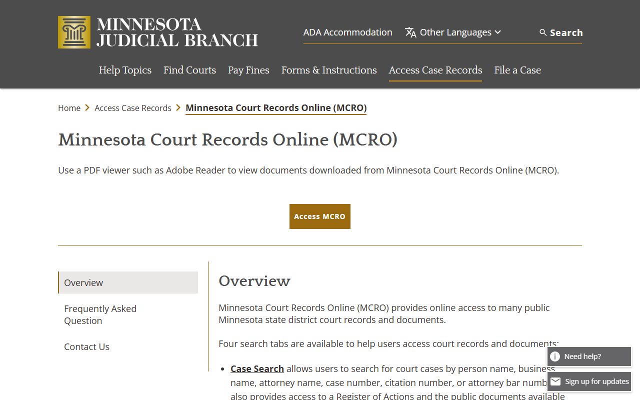 Cottonwood County court records MCRO overview