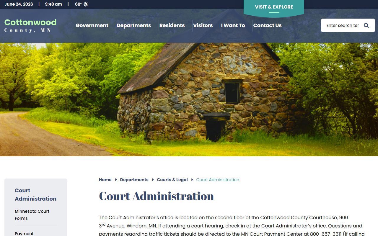 Cottonwood County court records Court Administration page