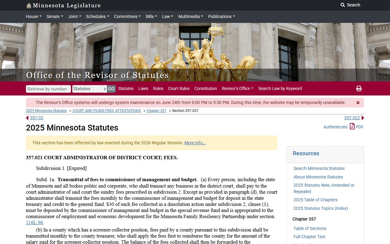 Cottonwood County probate records Minnesota court fee statute